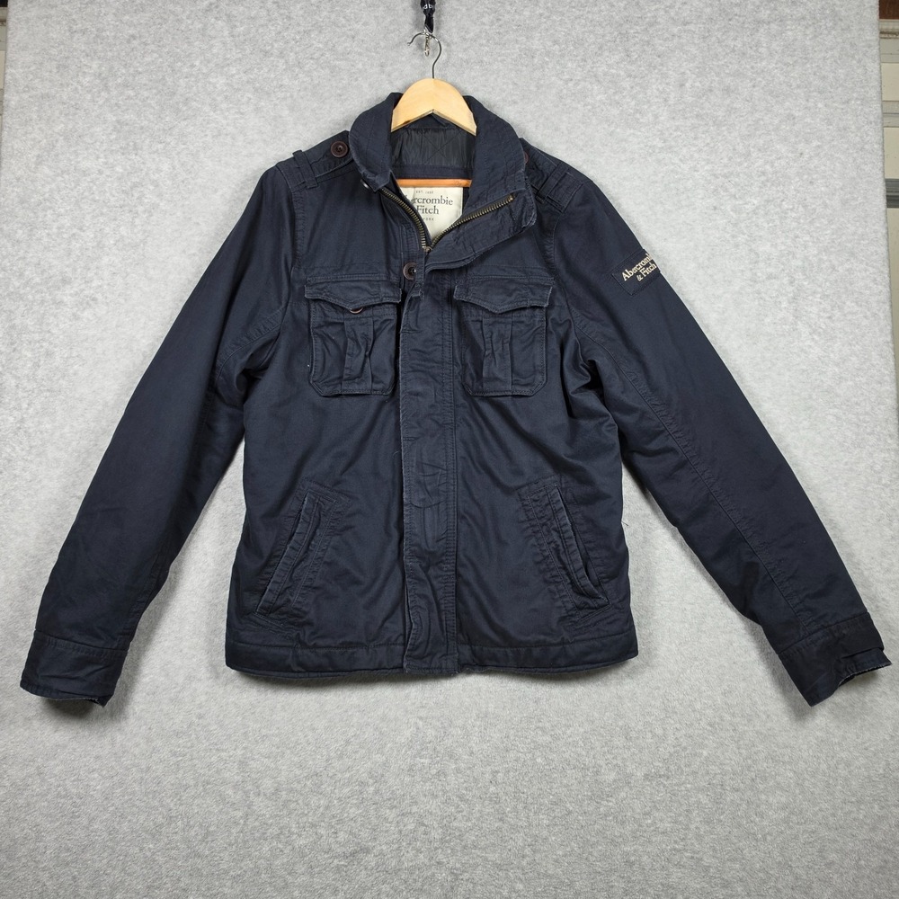 Abercrombie & Fitch Military Field Jacket Mens Size Large Navy Blue Utility NEW